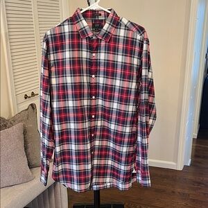 J. Crew Ludlow Red, Navy and White Plaid Button-Down Shirt
